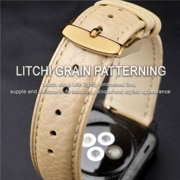 Watch Band 18mm, Quick Release Textured Padded Leather Straps with Gold main image 5
